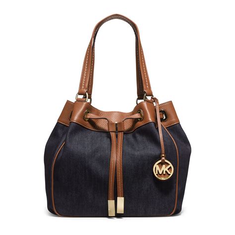 michael kors tan and blue purse|michael kors blue denim purse.